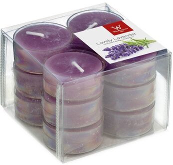 Trend Candles Geurtheelichtjes/waxinelichtjes - 12x - lavendel geur - 4 branduren