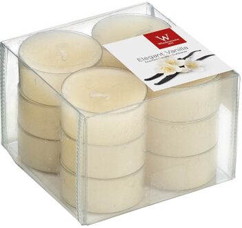 Trend Candles Geurtheelichtjes/waxinelichtjes - 12x - vanille geur - 4 branduren