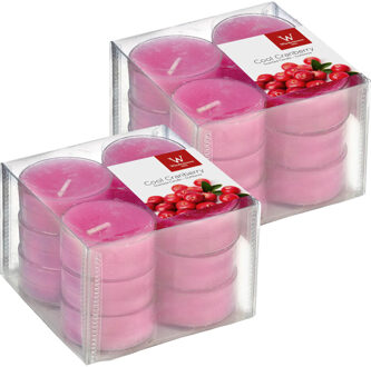 Trend Candles Geurtheelichtjes/waxinelichtjes - 24x - cranberry geur - 4 branduren