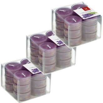 Trend Candles Geurtheelichtjes/waxinelichtjes - 36x - lavendel geur - 4 branduren