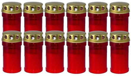Trend Candles grafkaars - 12x - gedenklicht met deksel - rood - 7 x 14 cm - 2,5 dag - Gedenkkaars