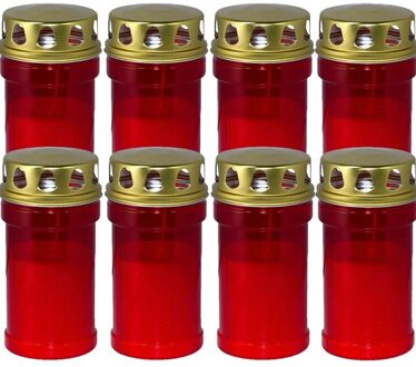 Trend Candles grafkaars - 8x - gedenklicht met deksel - rood - 7 x 14 cm - 2,5 dag - Gedenkkaars