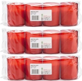 Trend Candles Grafkaarsen - rood - 12x stuks - 5 x 6 cm - 25 branduren - gedenklicht