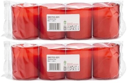 Trend Candles Grafkaarsen - rood - 8x stuks - 5 x 6 cm - 25 branduren - gedenklicht