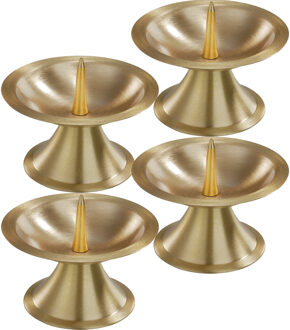 Trend Candles Luxe kaarsenhouder voor stompkaarsen - 4x - goud - metaal - voor kaarsen van 5-6 cm