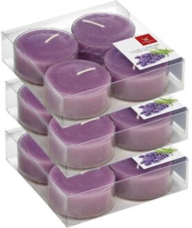 Trend Candles Maxi geurtheelichtjes/waxinelichtjes - 12x - lavendel geur - 8 branduren