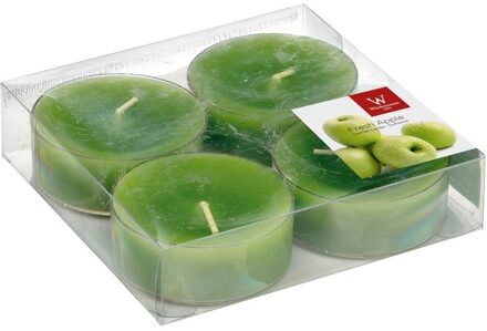Trend Candles Maxi geurtheelichtjes/waxinelichtjes - 4x - appel geur - 8 branduren Groen
