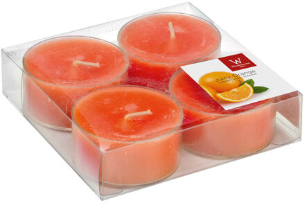 Trend Candles Maxi geurtheelichtjes/waxinelichtjes - 4x - sinaasappel geur - 8 branduren