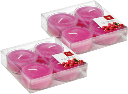Trend Candles Maxi geurtheelichtjes/waxinelichtjes - 8x - cranberry geur - 8 branduren
