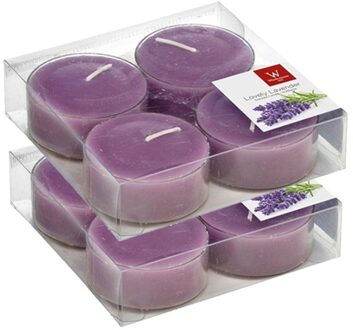Trend Candles Maxi geurtheelichtjes/waxinelichtjes - 8x - lavendel geur - 8 branduren