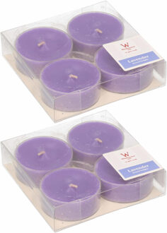 Trend Candles Maxi geurtheelichtjes/waxinelichtjes - 8x - lavendel geur - 8 branduren