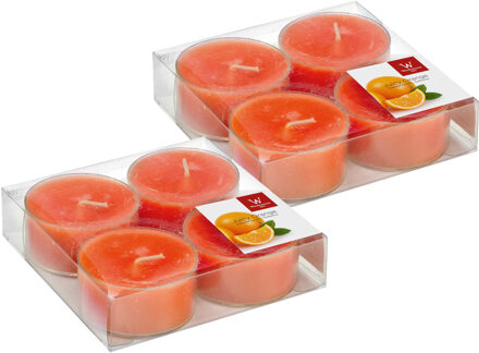 Trend Candles Maxi geurtheelichtjes/waxinelichtjes - 8x - sinaasappel geur - 8 branduren