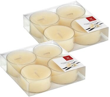 Trend Candles Maxi geurtheelichtjes/waxinelichtjes - 8x - vanille geur - 8 branduren