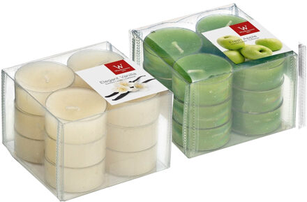 Trend Candles Pakket Geurkaarsen theelichtjes 24 stuks - appel/vanille - 4 branduren