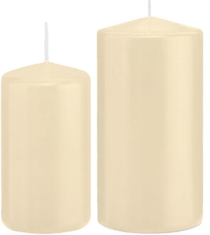 Trend Candles Stompkaarsen set van 2x stuks creme wit 12 en 15 cm