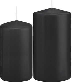 Trend Candles Stompkaarsen set van 2x stuks zwart 12 en 15 cm