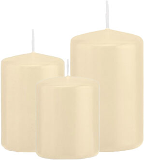 Trend Candles Stompkaarsen set van 3x stuks creme wit 8-10-12 cm