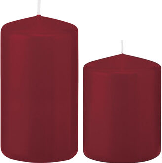 Trend Candles Stompkaarsen set van 4x stuks bordeaux rood 8 en 12 cm