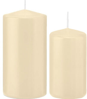 Trend Candles Stompkaarsen set van 4x stuks creme wit 12 en 15 cm