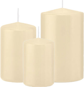 Trend Candles Stompkaarsen set van 6x stuks creme wit 10-12-15 cm
