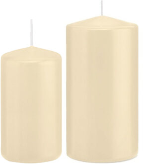 Trend Candles Stompkaarsen set van 6x stuks creme wit 12 en 15 cm