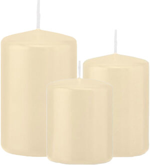 Trend Candles Stompkaarsen set van 6x stuks creme wit 8-10-12 cm - Stompkaarsen