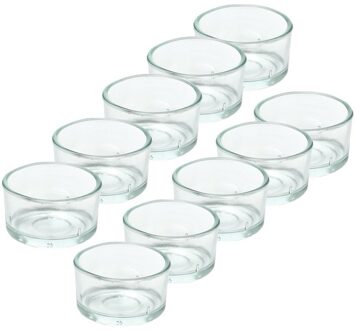 Trend Candles theelichthouder - 10x - glas - transparant - 4x3 cm - waxinelicht