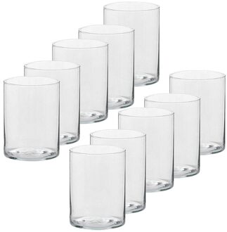 Trend Candles Theelichthouder - 10x - transparant glas - hoog model - 5,5 x 6,5 cm - Kaarsenhouders