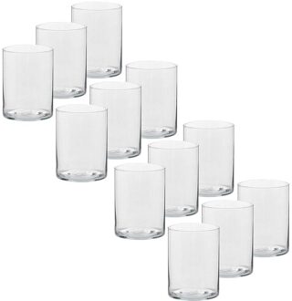 Trend Candles Theelichthouder - 12x - transparant glas - hoog model - 5,5 x 6,5 cm - Kaarsenhouders