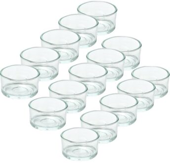 Trend Candles theelichthouder - 15x - glas - transparant - 4x3 cm - waxinelicht