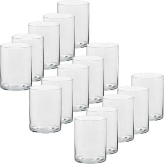 Trend Candles Theelichthouder - 15x - transparant glas - hoog model - 5,5 x 6,5 cm - Kaarsenhouders