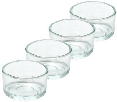 Trend Candles theelichthouder - 4x - glas - transparant - 4x3 cm - waxinelicht