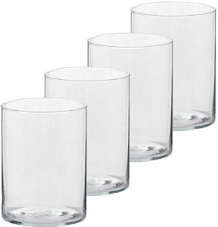 Trend Candles Theelichthouder - 4x - transparant glas - hoog model - 5,5 x 6,5 cm - Kaarsenhouders