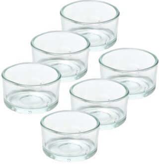 Trend Candles theelichthouder - 6x - glas - transparant - 4x3 cm - waxinelicht