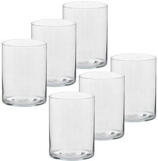 Trend Candles Theelichthouder - 6x - transparant glas - hoog model - 5,5 x 6,5 cm - Kaarsenhouders