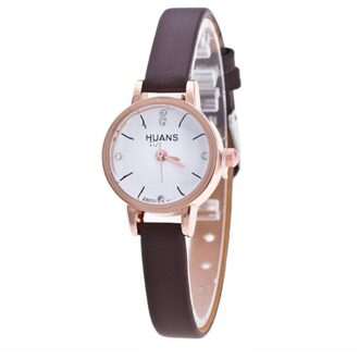 Trend Eenvoudige All-Wedstrijd Dames Horloge Legering Gesp Lederen Quartz Horloges Womens Kleine Verse Stijl Polshorloge Horloges Vrouwen bruin 1