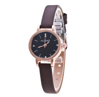 Trend Eenvoudige All-Wedstrijd Dames Horloge Legering Gesp Lederen Quartz Horloges Womens Kleine Verse Stijl Polshorloge Horloges Vrouwen bruin 2