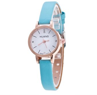 Trend Eenvoudige All-Wedstrijd Dames Horloge Legering Gesp Lederen Quartz Horloges Womens Kleine Verse Stijl Polshorloge Horloges Vrouwen lucht blauw