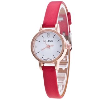 Trend Eenvoudige All-Wedstrijd Dames Horloge Legering Gesp Lederen Quartz Horloges Womens Kleine Verse Stijl Polshorloge Horloges Vrouwen rood