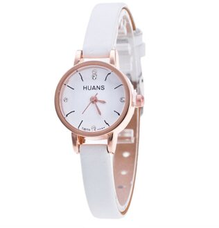Trend Eenvoudige All-Wedstrijd Dames Horloge Legering Gesp Lederen Quartz Horloges Womens Kleine Verse Stijl Polshorloge Horloges Vrouwen wit
