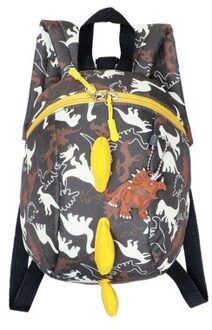 Trend Kinderen Cartoon Dinosaurus Gedrukt Rugzak Met Anti-verloren Harnas Lichtgewicht Dubbele Rits Sluiting Rugzak wit