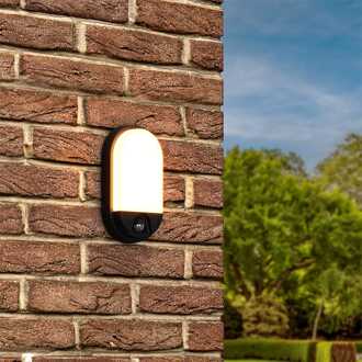 Trend - LED Wandlamp met sensor - 10 Watt 825 Lumen - Bewegingssensor en schemerschakelaar - 3000K warm wit licht - zwart