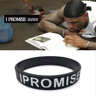 Trend Siliconen Armband Ik Beloven Basketbal Sport Energiebalans Polsband Armbanden Voor Mannen Mode Rubber Elastische Polsband zwart