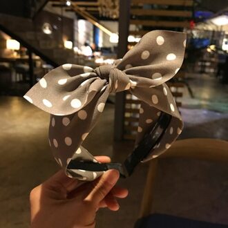 Trend Vrouwen Brede Hoofdband Boog Knoop Kruis Zoete Koreaanse Stijl Polka Dot Haarband Leuke Haar Hoepel Hoofddeksels hoofdtooi grijs