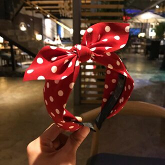 Trend Vrouwen Brede Hoofdband Boog Knoop Kruis Zoete Koreaanse Stijl Polka Dot Haarband Leuke Haar Hoepel Hoofddeksels hoofdtooi rood
