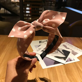 Trend Vrouwen Brede Hoofdband Boog Knoop Kruis Zoete Koreaanse Stijl Polka Dot Haarband Leuke Haar Hoepel Hoofddeksels hoofdtooi roze