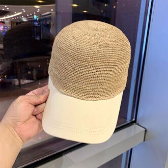 Trend Zon Hoeden Vrouwen Hoed Raffia Stro Hoed Hip Hop Baseball Cap Strikje Verstelbare Casual Vrouwen Vizieren Gorras para Hombre Beige