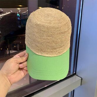 Trend Zon Hoeden Vrouwen Hoed Raffia Stro Hoed Hip Hop Baseball Cap Strikje Verstelbare Casual Vrouwen Vizieren Gorras para Hombre groen