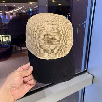 Trend Zon Hoeden Vrouwen Hoed Raffia Stro Hoed Hip Hop Baseball Cap Strikje Verstelbare Casual Vrouwen Vizieren Gorras para Hombre zwart