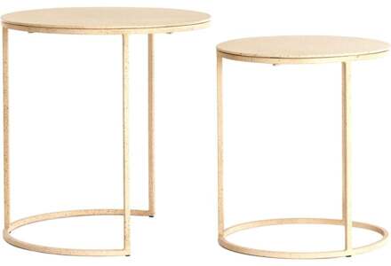 Trendhopper Bijzettafel Sadar Set van 2 Zand 50X40+52X46 CM - - Breedte: 52.00 cm